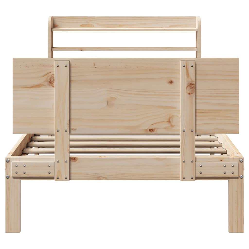 Bedframe met hoofdbord massief grenenhout 90x200 cm