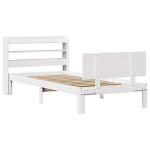 Bedframe met hoofdbord massief grenenhout wit 90x200 cm