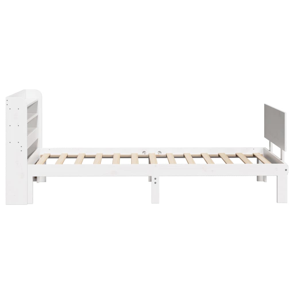 Bedframe met hoofdbord massief grenenhout wit 90x200 cm