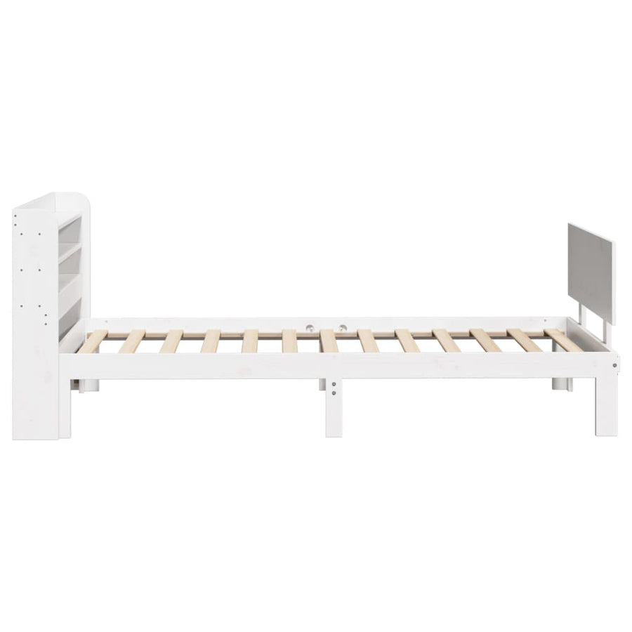 Bedframe met hoofdbord massief grenenhout wit 90x200 cm