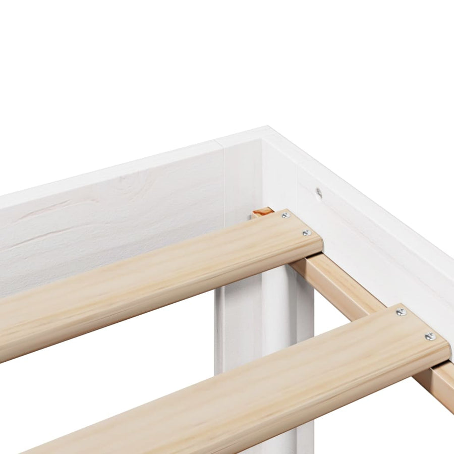 Bedframe met hoofdbord massief grenenhout wit 90x200 cm
