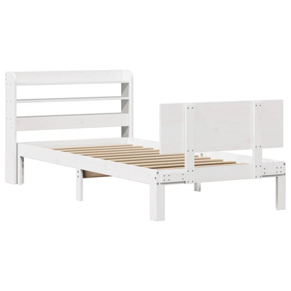 Bedframe met hoofdeinde 100x200 cm massief grenenhout wit