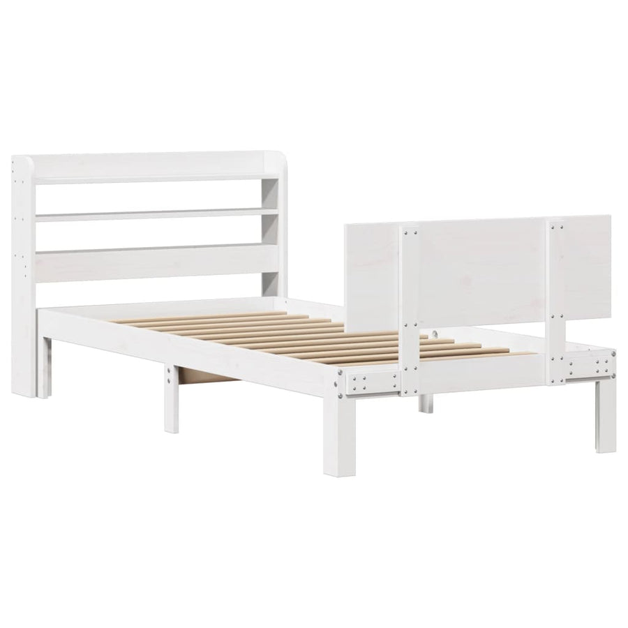 Bedframe met hoofdeinde 100x200 cm massief grenenhout wit