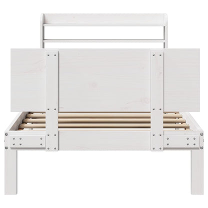 Bedframe met hoofdeinde 100x200 cm massief grenenhout wit