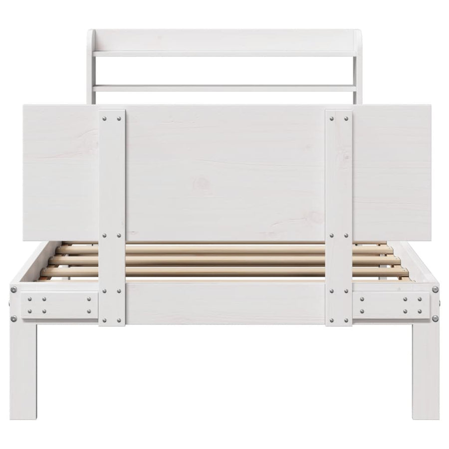 Bedframe met hoofdeinde 100x200 cm massief grenenhout wit