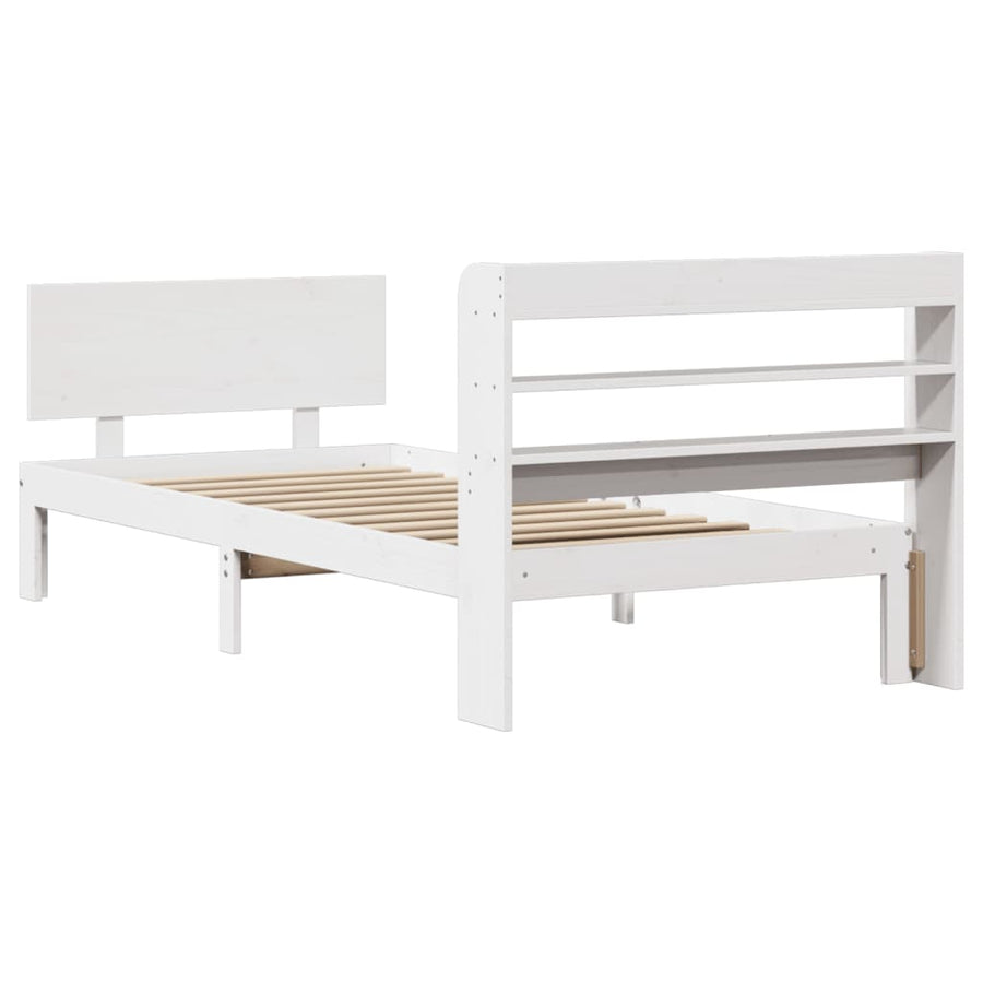 Bedframe met hoofdeinde 100x200 cm massief grenenhout wit