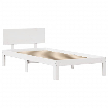 Bedframe met hoofdeinde 100x200 cm massief grenenhout wit