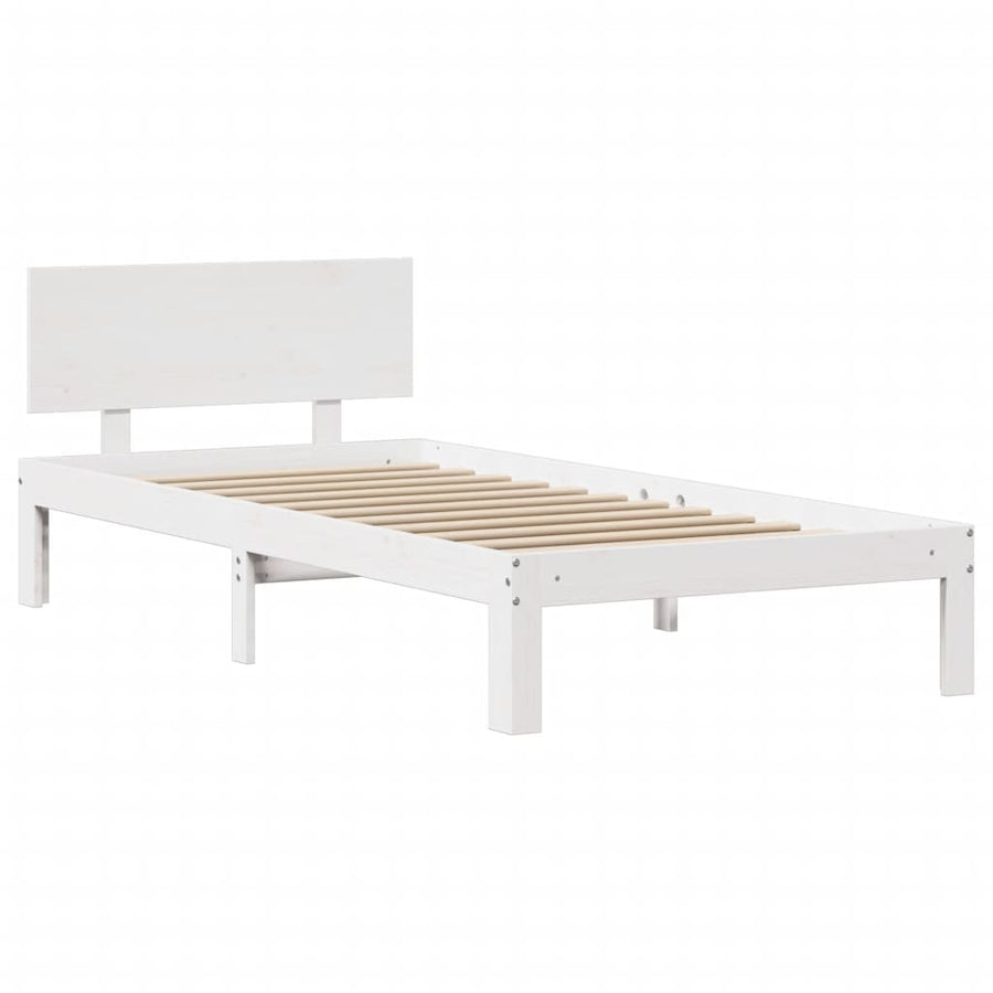 Bedframe met hoofdeinde 100x200 cm massief grenenhout wit