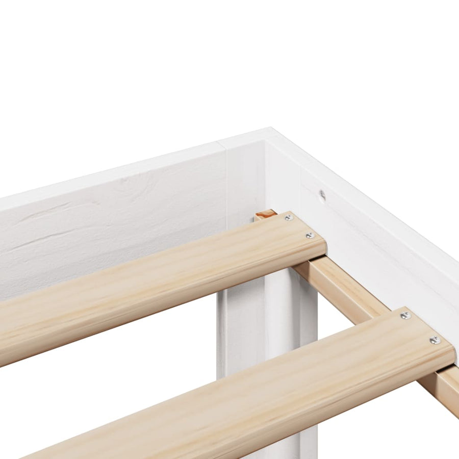 Bedframe met hoofdeinde 100x200 cm massief grenenhout wit