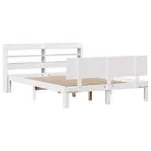Bedframe met hoofdbord massief grenenhout wit 140x200 cm