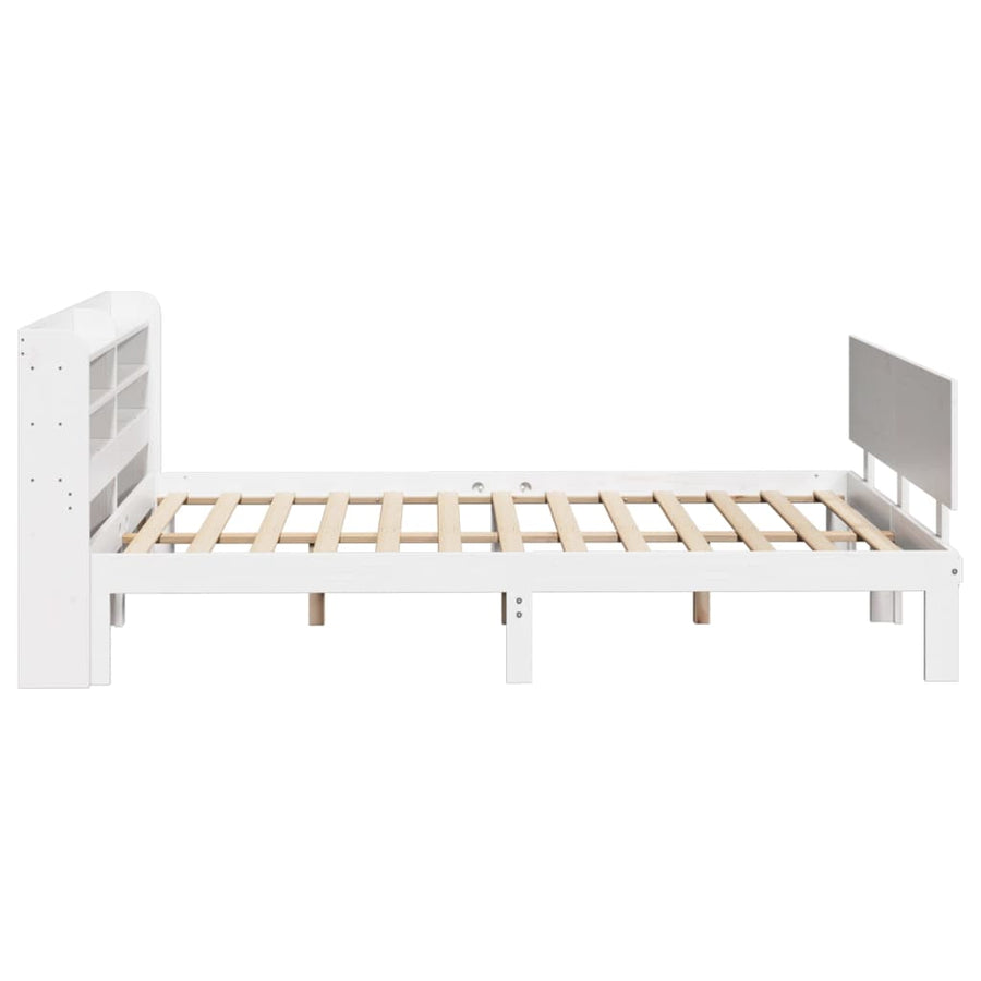 Bedframe met hoofdbord massief grenenhout wit 140x200 cm
