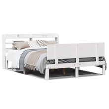 Bedframe met hoofdbord massief grenenhout wit 140x200 cm