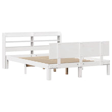 Bedframe met hoofdbord massief grenenhout wit 160x200 cm