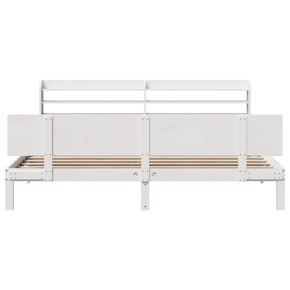 Bedframe met hoofdbord massief grenenhout wit 180x200 cm
