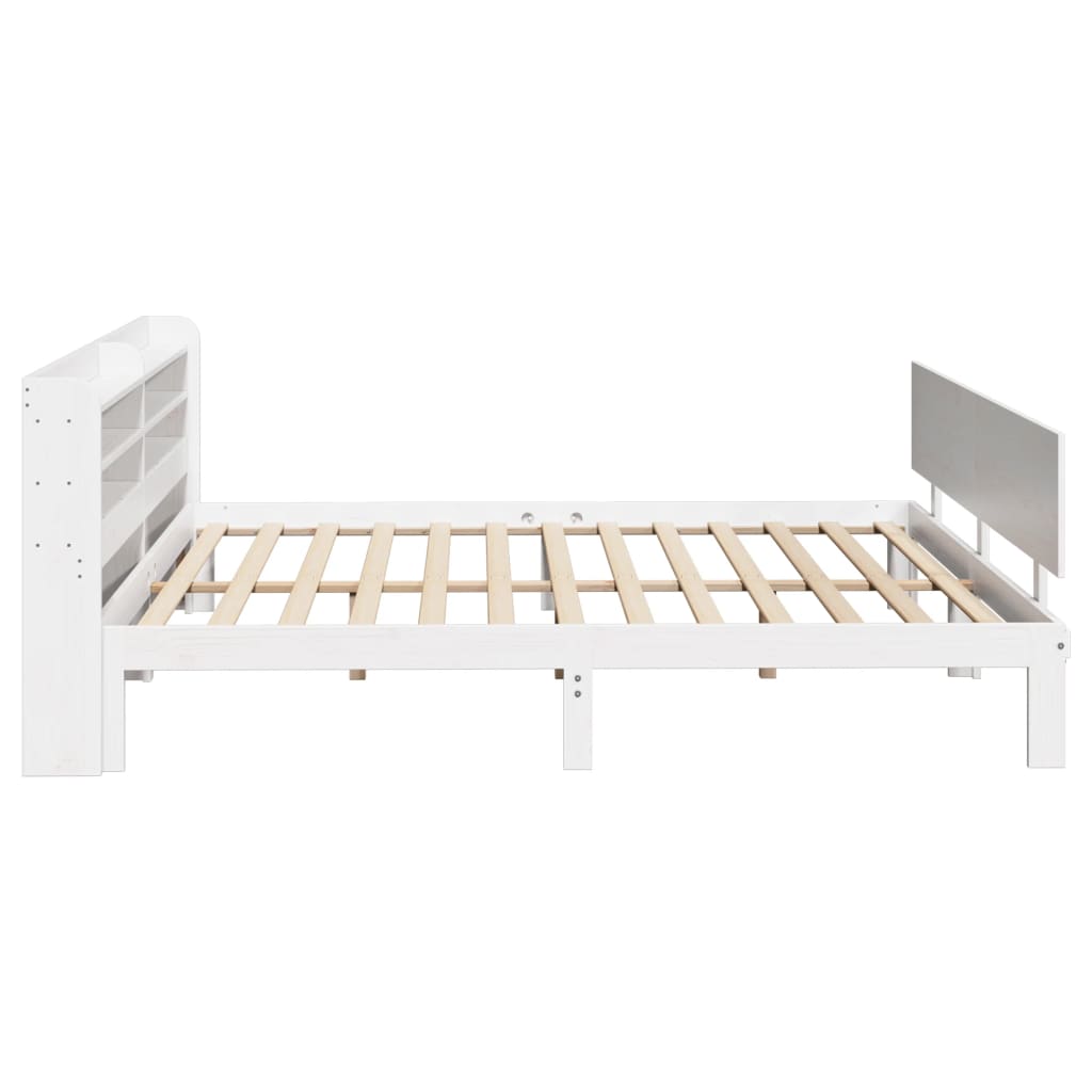 Bedframe met hoofdbord massief grenenhout wit 180x200 cm