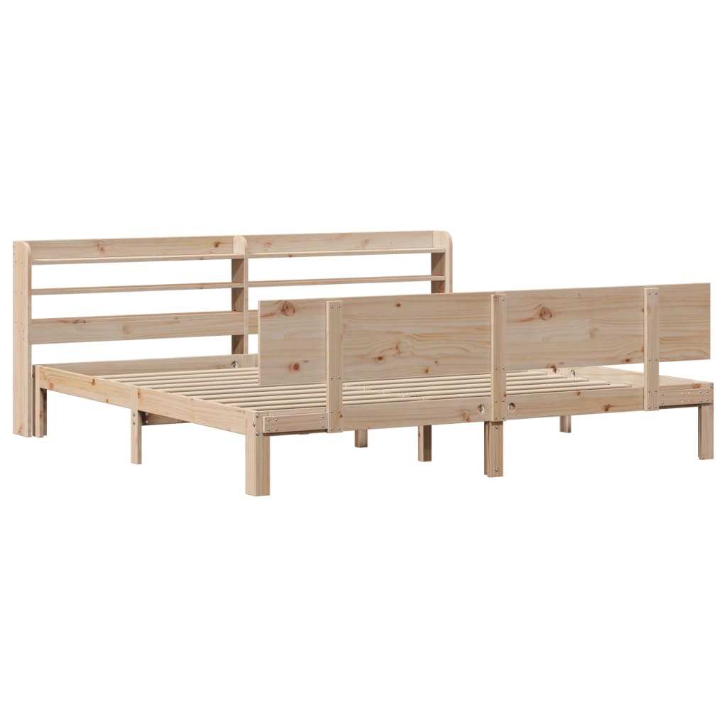 Bedframe met hoofdbord massief grenenhout 200x200 cm