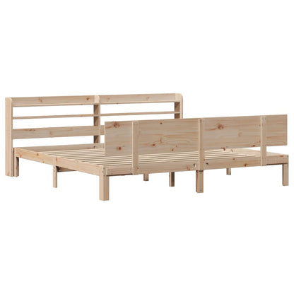 Bedframe met hoofdbord massief grenenhout 200x200 cm