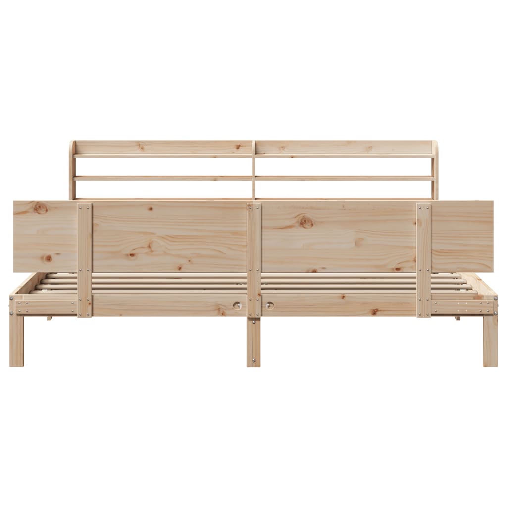 Bedframe met hoofdbord massief grenenhout 200x200 cm