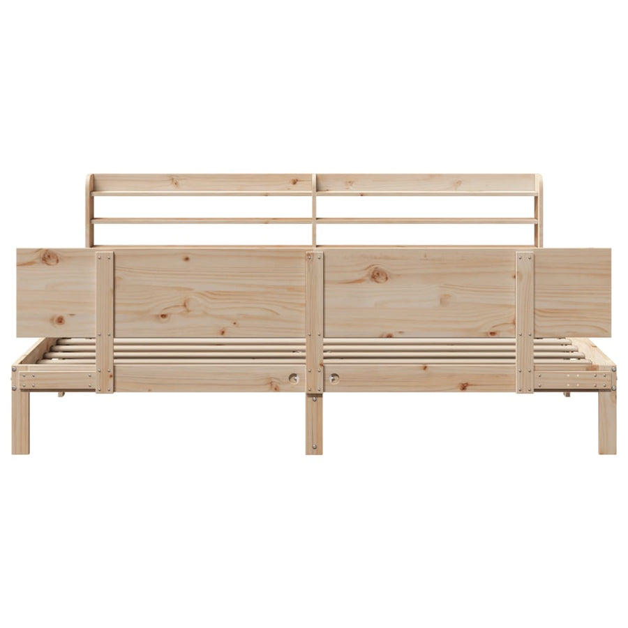 Bedframe met hoofdbord massief grenenhout 200x200 cm