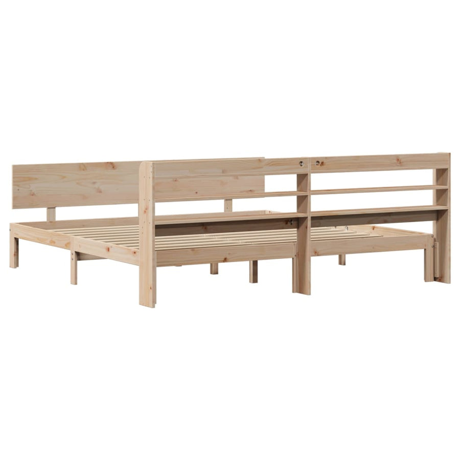 Bedframe met hoofdbord massief grenenhout 200x200 cm