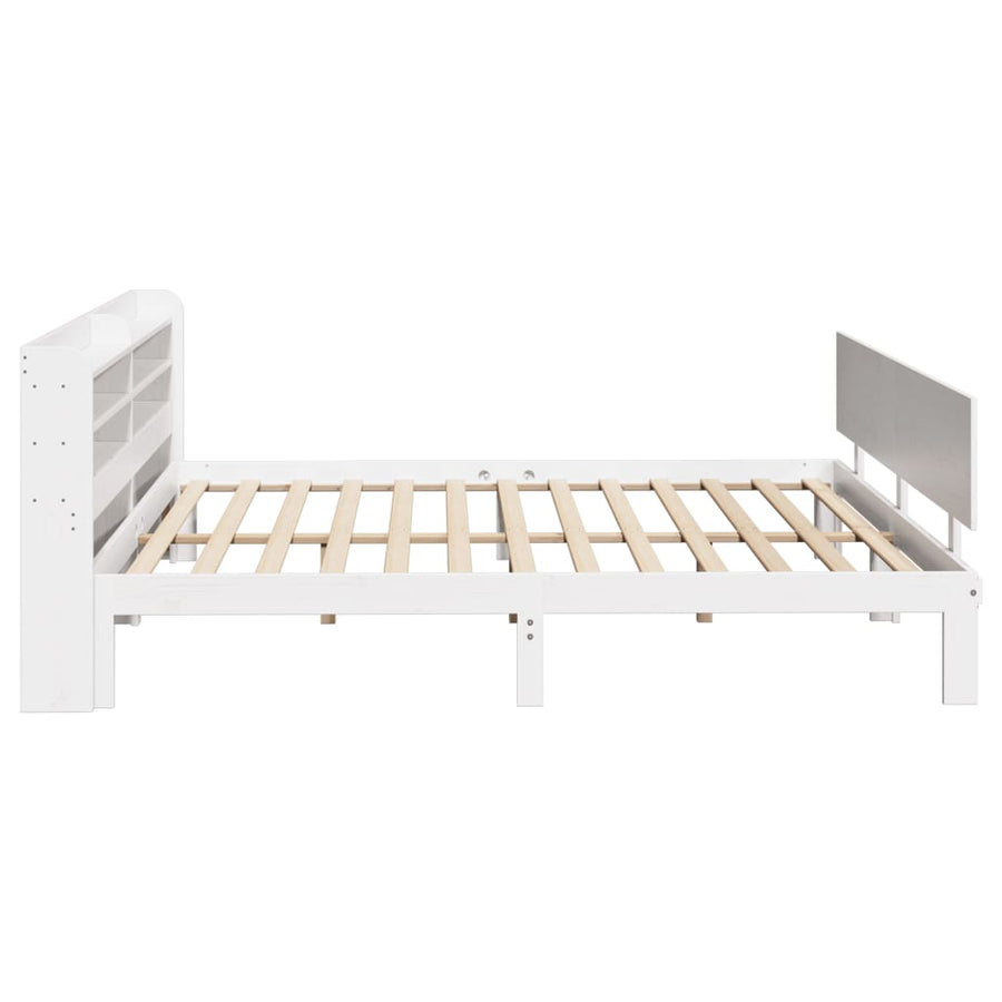 Bedframe met hoofdbord massief grenenhout wit 200x200 cm