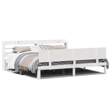 Bedframe met hoofdbord massief grenenhout wit 200x200 cm