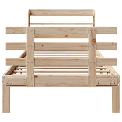 Bedframe met hoofdbord massief grenenhout 75x190 cm