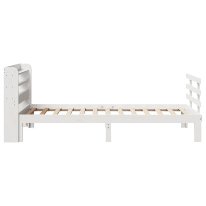 Bedframe met hoofdbord massief grenenhout wit 75x190 cm