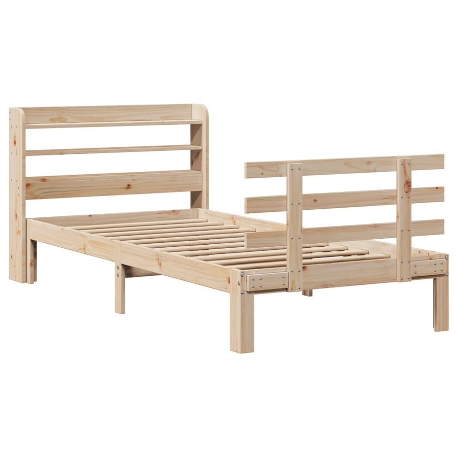 Bedframe met hoofdbord massief grenenhout 90x190 cm
