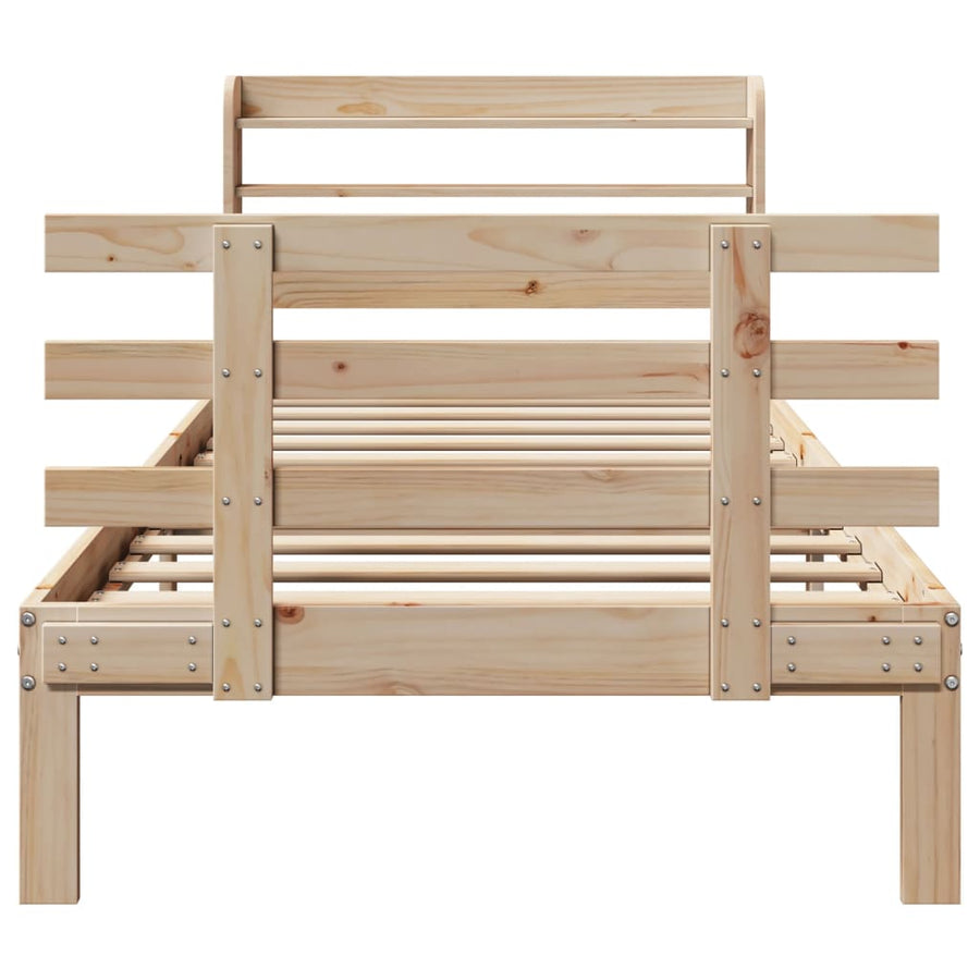 Bedframe met hoofdbord massief grenenhout 90x190 cm