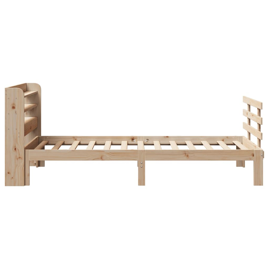 Bedframe met hoofdbord massief grenenhout 90x190 cm