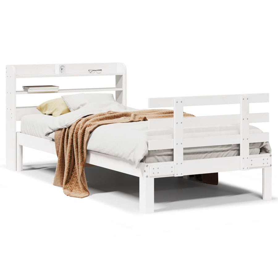 Bedframe met hoofdeinde zonder matras 90x190 cm wit