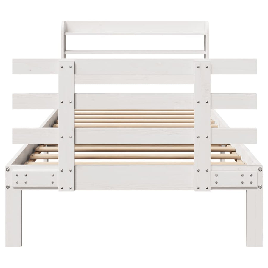 Bedframe met hoofdeinde zonder matras 90x190 cm wit