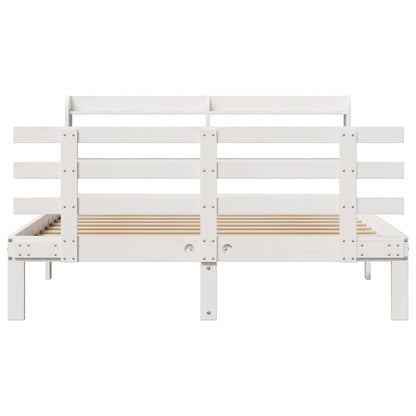 Bedframe met hoofdbord massief grenenhout wit 120x190 cm