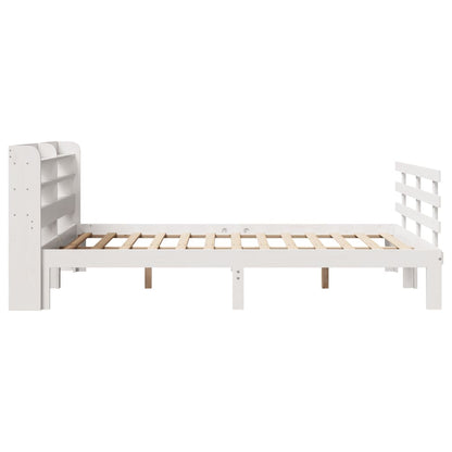 Bedframe met hoofdbord massief grenenhout wit 120x190 cm