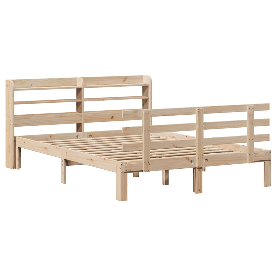 Bedframe met hoofdbord massief grenenhout 135x190 cm
