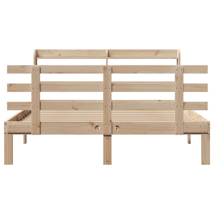 Bedframe met hoofdbord massief grenenhout 135x190 cm