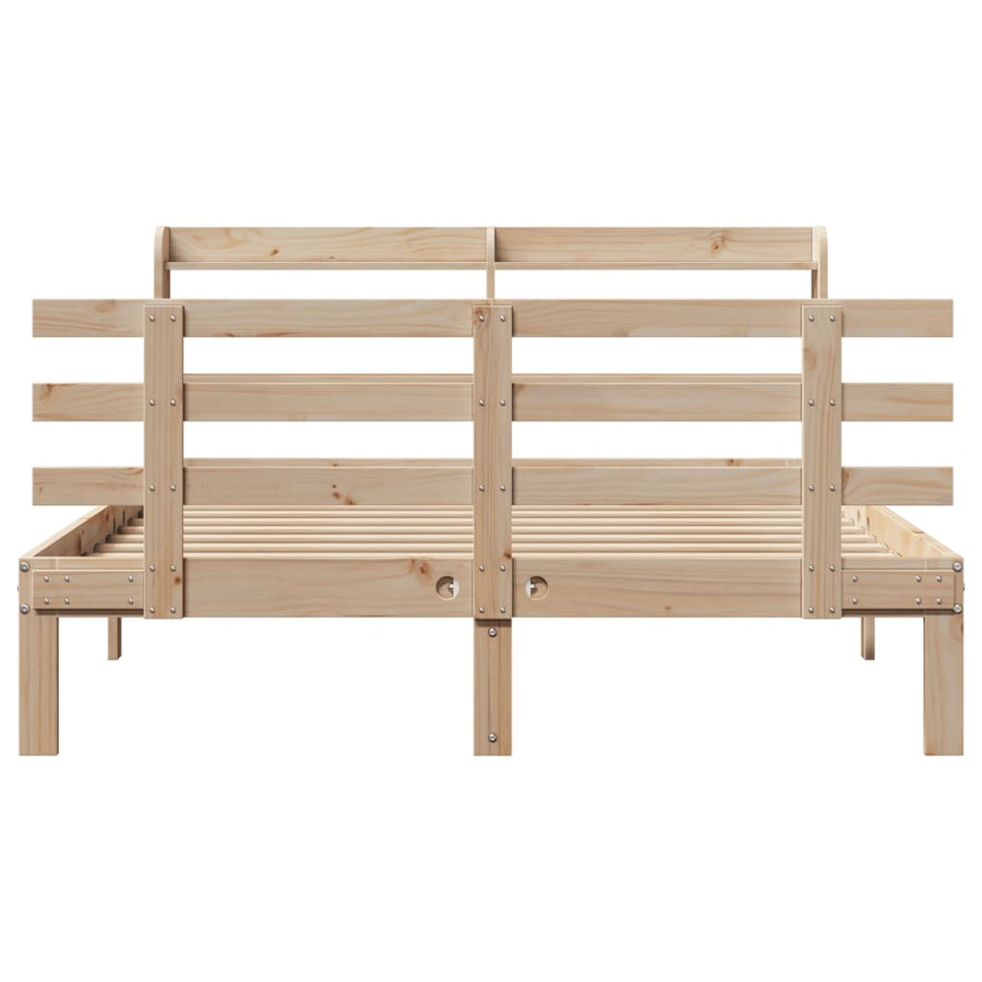 Bedframe met hoofdbord massief grenenhout 135x190 cm