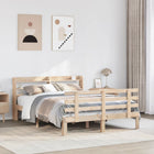 Solid Pine Bed Frame with Headboard 135x190 cm
