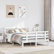 Bedframe massief grenenhout wit 135x190 cm