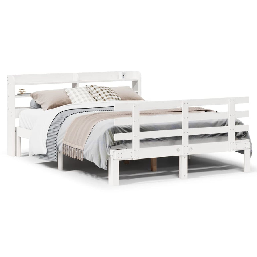 Bedframe met hoofdeinde zonder matras 140x190 cm wit