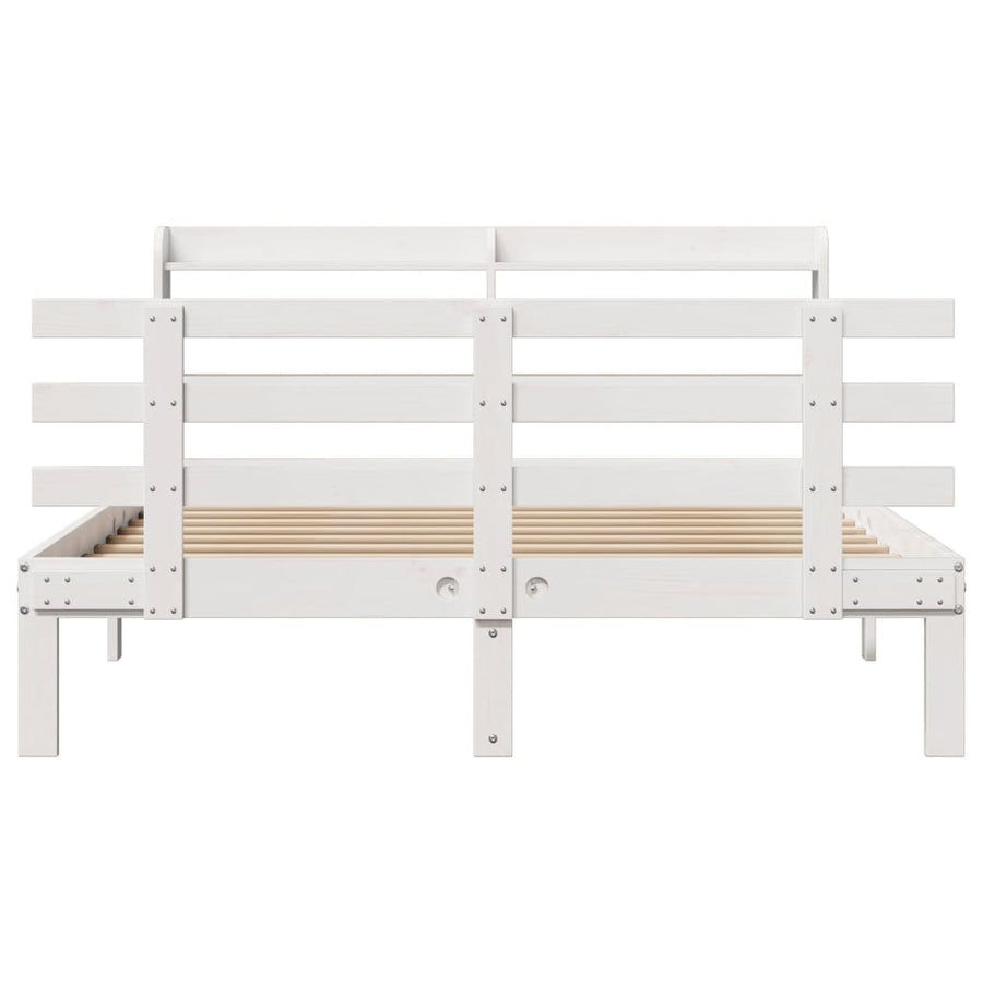 Bedframe met hoofdeinde zonder matras 140x190 cm wit