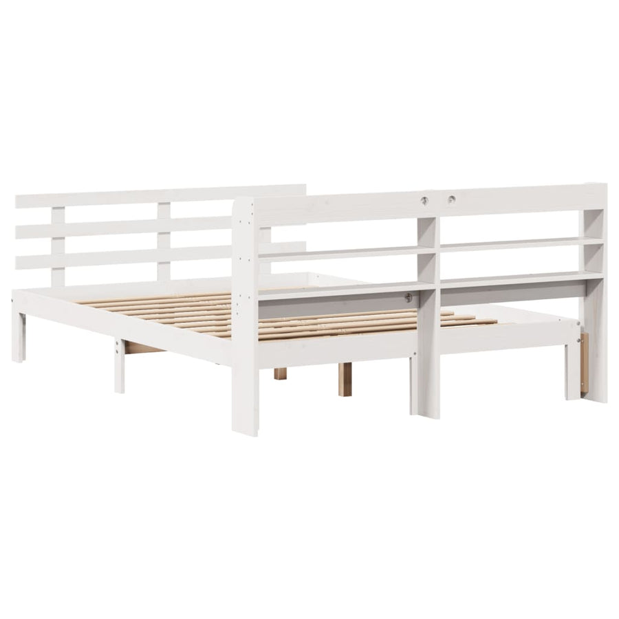 Bedframe met hoofdeinde zonder matras 140x190 cm wit