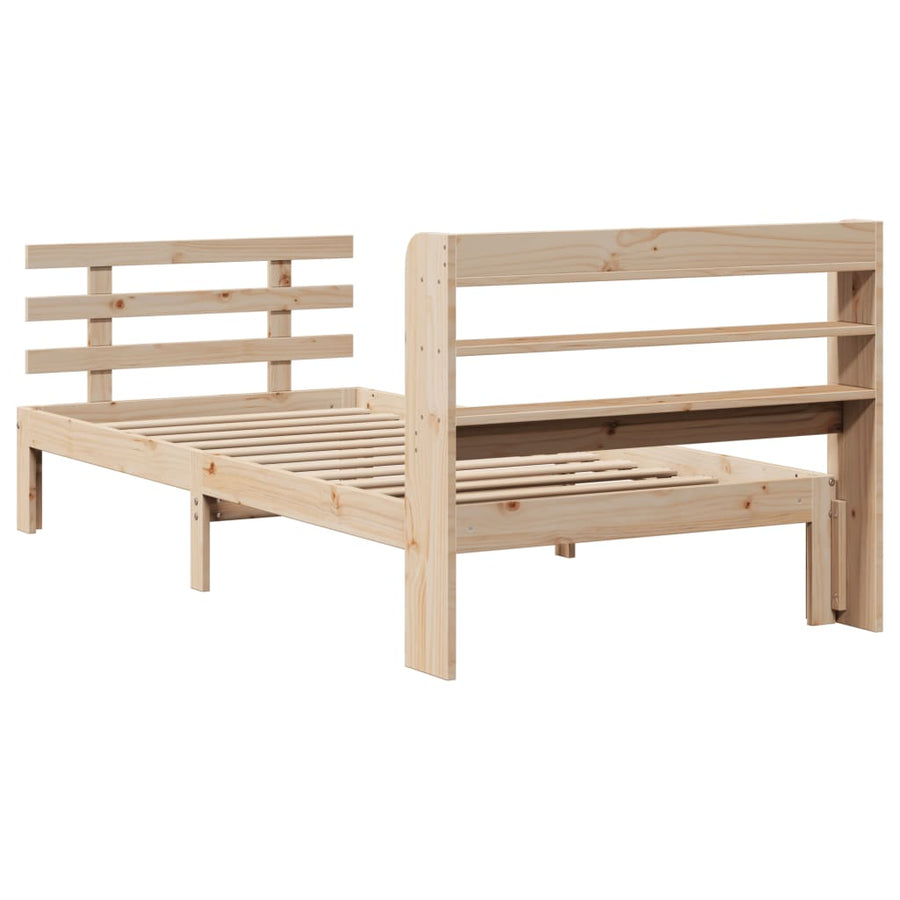 Bedframe met hoofdbord massief grenenhout 90x200 cm