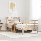 Bed frame with headboard solid pine wood 90x200 cm