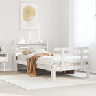 Bed frame with headboard without mattress 90x200 cm white