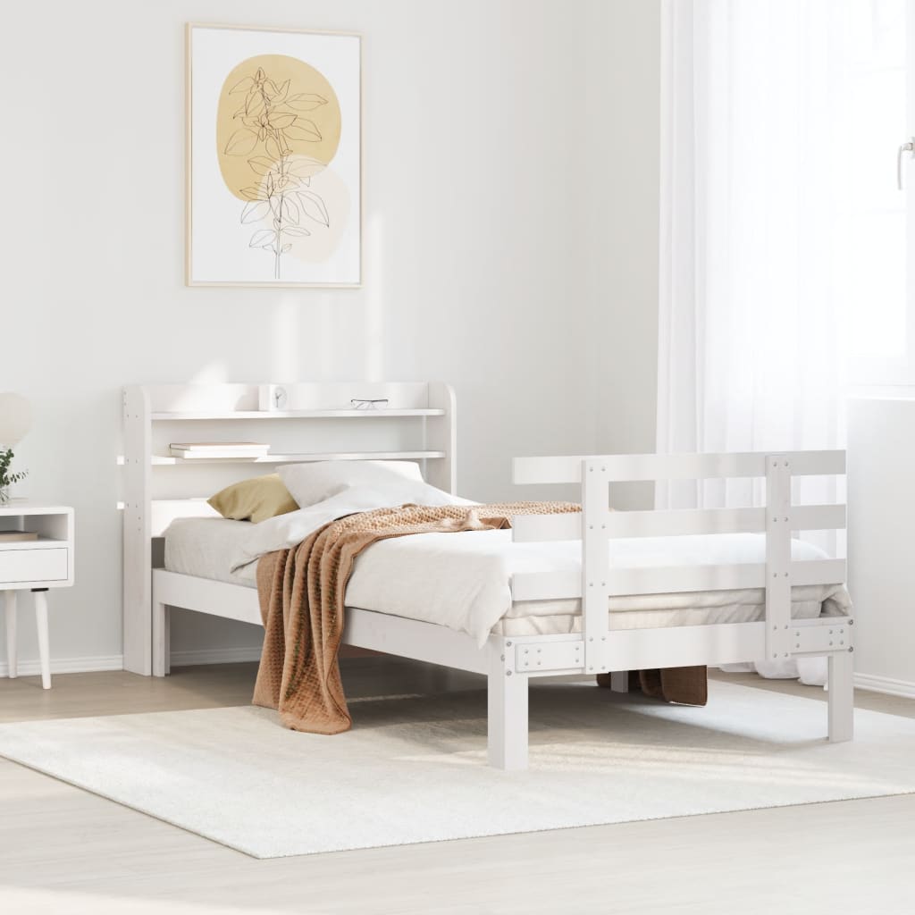 Bedframe met hoofdeinde zonder matras 90x200 cm wit