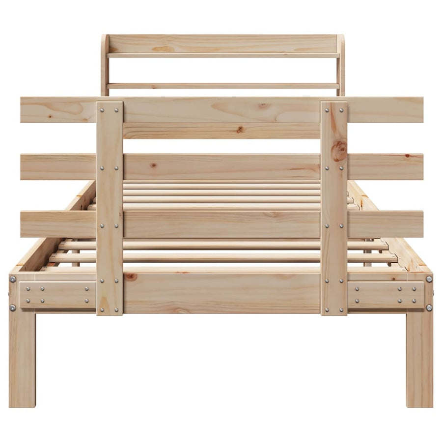 Bedframe met hoofdbord massief grenenhout 100x200 cm
