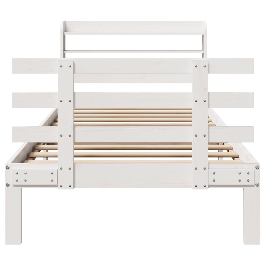 Bedframe met hoofdeinde zonder matras 100x200 cm wit