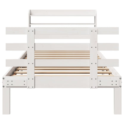 Bedframe met hoofdeinde zonder matras 100x200 cm wit